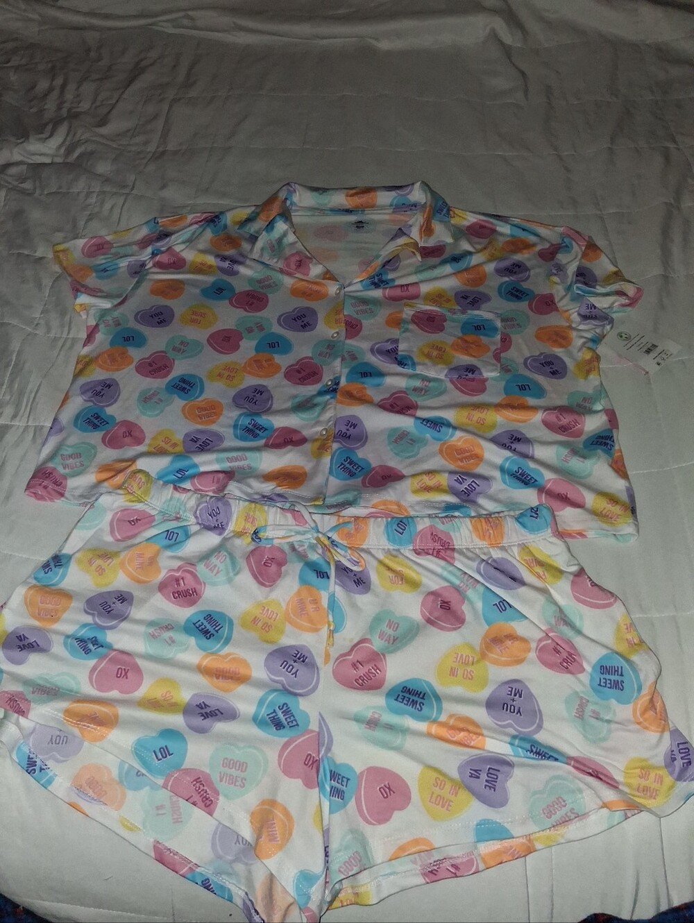 Way To Celebrate Valentine's Day Notch Hearts Shorty Pajama Set - Large (12-14)